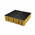 Eagle HAZ-MAT PRODUCTS SPILL PLATFORMS AND PALLETS, 4 Drum Yellow no Drain Containment Pallet 1640ND
